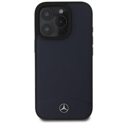 Mercedes-Benz Mercedes Textured And Plain Leather Case for iPhone 16 ProMax NavyBlue 2
