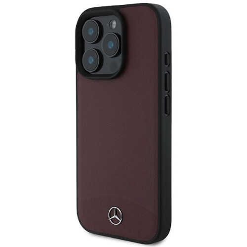 Mercedes-Benz Mercedes Textured And Plain Leather Case for iPhone 16 Pro Max Red 1