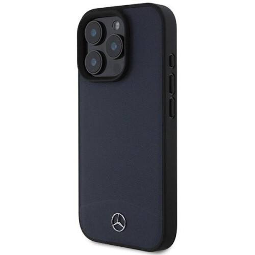 Mercedes-Benz Mercedes Textured And Plain Leather Case for iPhone 16 ProMax NavyBlue 1