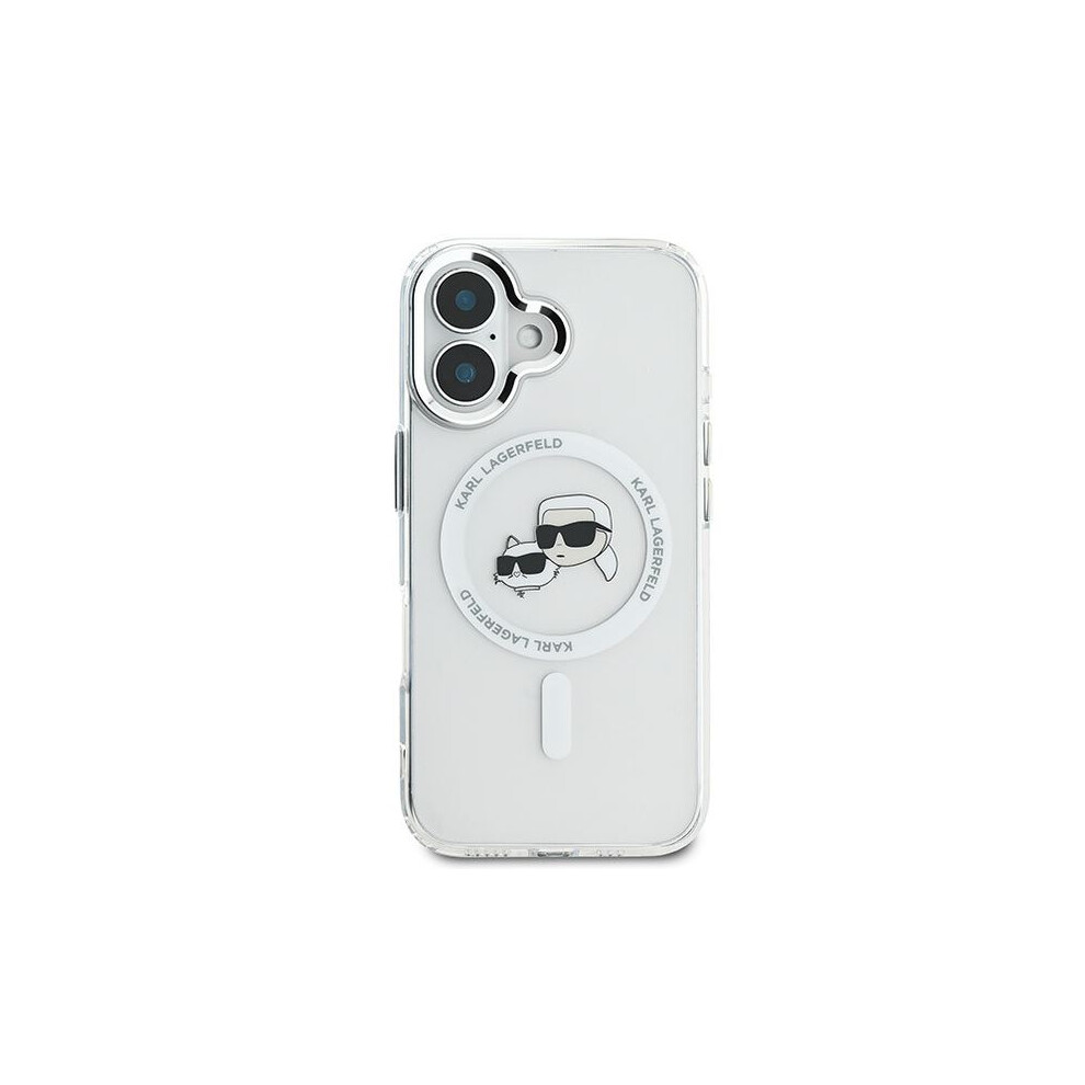 Karl Lagerfeld Iml Karl & Choupette Head Metal Frame Case With Magsafe For Iphone 16 6.1" - Klhmp16shlskch Clear 3666339318123