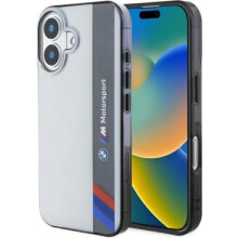 BMW Motorsport IML Vertical Stripe Case for iPhone 16 6.1" Grey - BMHCP16S23HTFEG