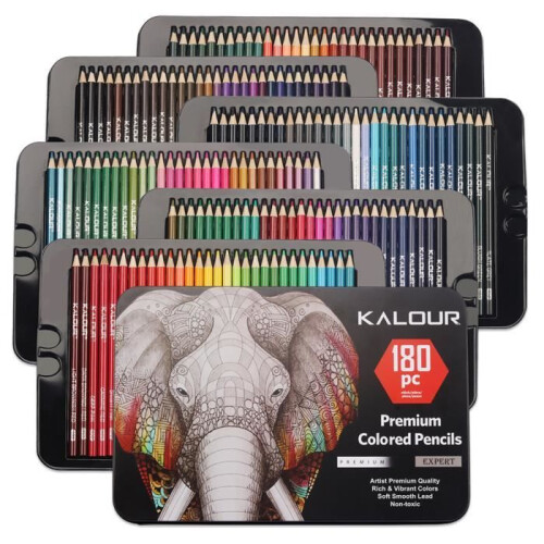 Colored Pencil Set - Unspecified - 180 Pencils - Metal - Lime Wood - Unbreakable