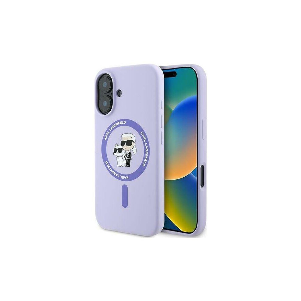 Karl Lagerfeld Liquid Silicone Karl & Choupette Case With Magsafe For Iphone 16 6.1" - Klhmp16sscmkcrhu Purple 3666339318727