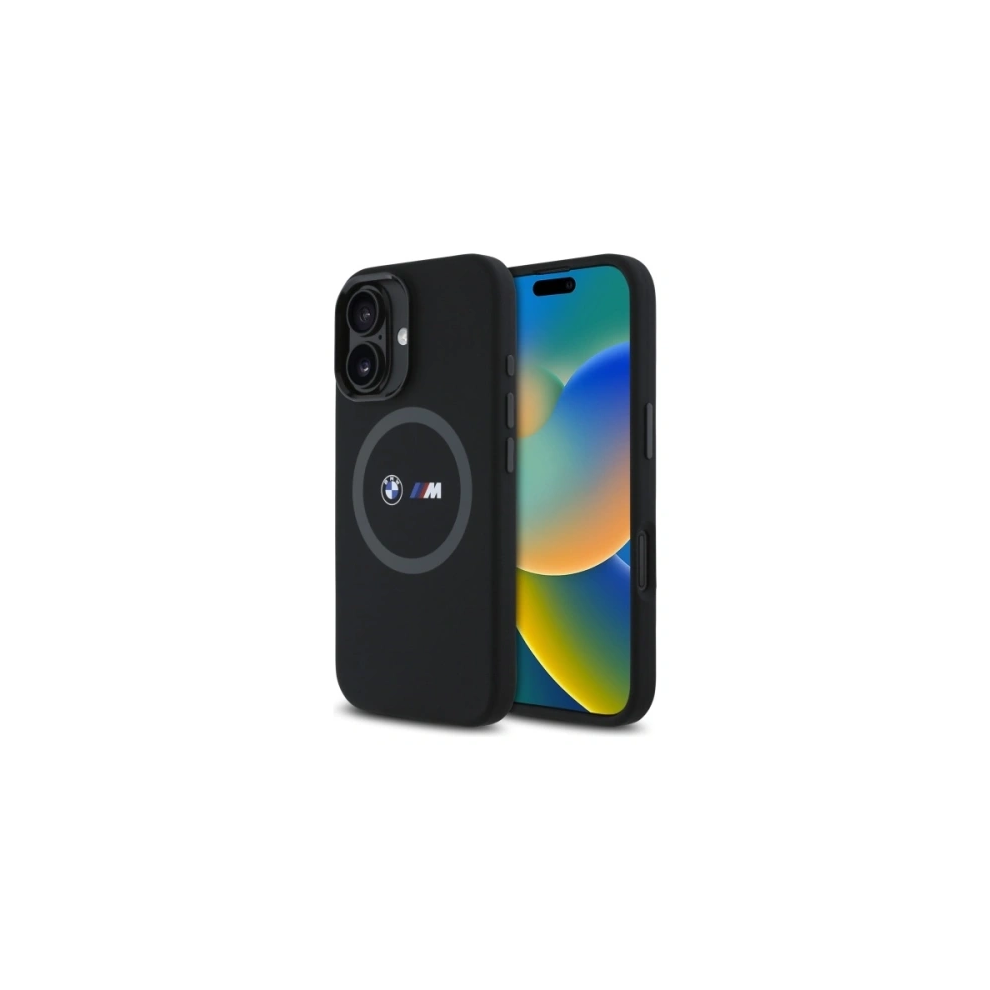 Bmw M Series Silicone Hardcase With Printed Ring Magsafe Case For Iphone 16 6.1" Black - Bmhmp16s23srok