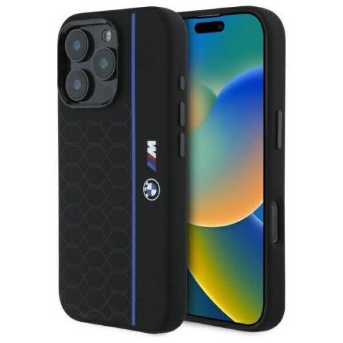 BMW BMW Silikone Hexagon Blå MagSafe-etui til iPhone 16 Pro Max