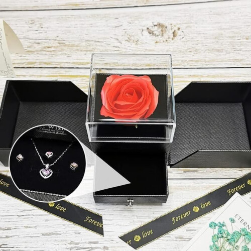 Jewelry box - LECOO - Eternal Rose - Home decoration - Black - Plastic 1