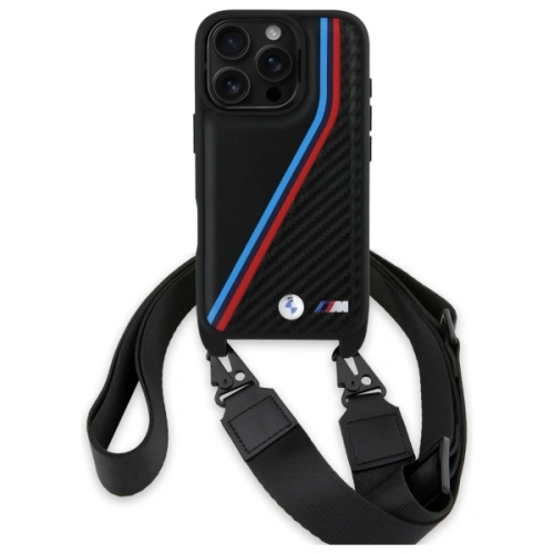 BMW Etui til iPhone 16 Pro Max BMW Carbon Tricolor Lines & Strap 1
