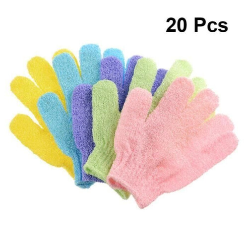 20 pcs Five-fingered Bath Gloves for Bathroom Cleaning, Exfoliating Washcloths for Laptops 1