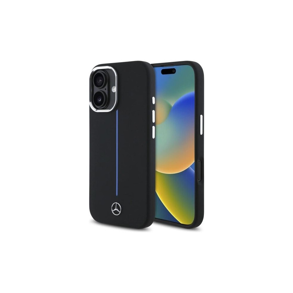 Mercedes-Benz Mercedes Benz Silicone Blue Stripe Case With Magsafe For Iphone 16 6.1" Case Black - Mehmp16s23sumbk