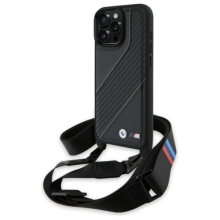 BMW M Series Carbon Stripe &amp; Strap Case for iPhone 16 Pro Max 6.9" Black - BMHCP16X23PSCCK