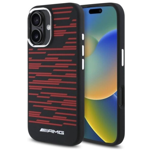 Mercedes-Benz Etui til iPhone 16, sort hårdt cover Silikone grafik MagSafe