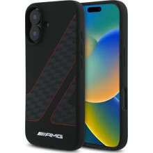 Mercedes Benz AMG Checkered Flag Pattern Case with MagSafe for iPhone 16 6.1" Black & Red - AMHMP16S2SCFR