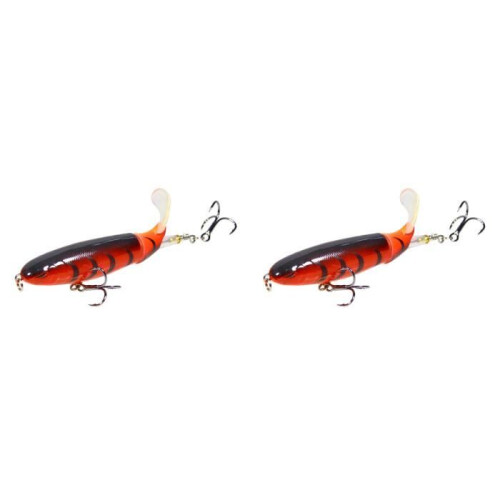 Joint fish attractors with ultra-sharp treble hooks, lifelike attractors with tail, red, 2 pieces