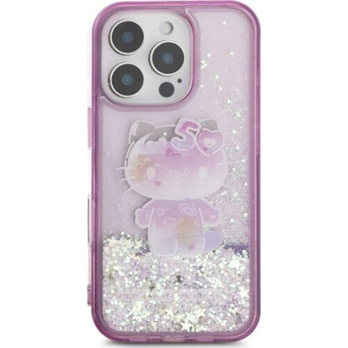 Hello Kitty iPhone 16 Pro Max Hello Kitty Liquid Glitter Lilla Etui 2