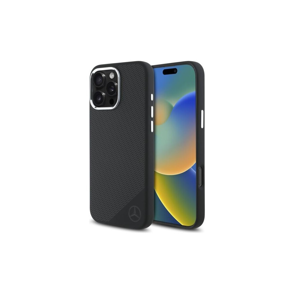 Mercedes-Benz Mercedes Benz Silicone Tonal Logo Wood Pattern Case With Magsafe For Iphone 16 Pro Max 6.9" Black - Mehmp16x23sugdk