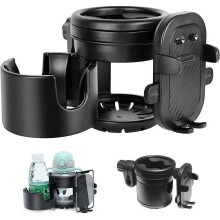 Stroller Cup Holder with Phone Holder, 3-in-1 Universal Baby Bottle Holder for Stroller