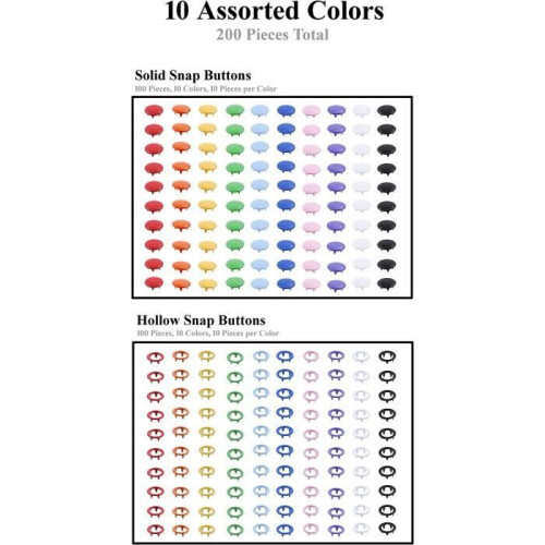 Metal Snap Button Set - DIY - 804 Pieces - Colorful - White 2