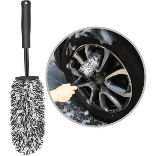 Rim cleaning brush, microfiber, scratch-resistant, black