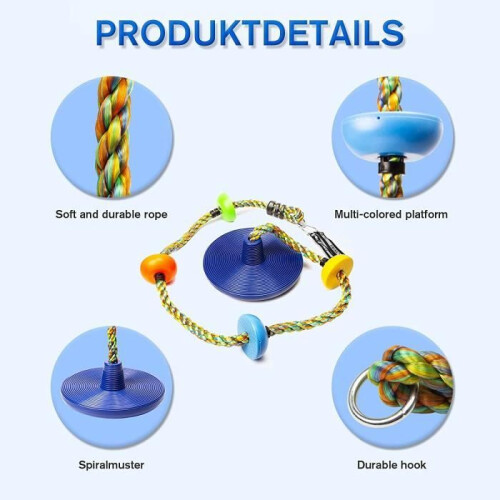 Rope swing for children - Blue - Disc platform and seat - Stable and safe 2