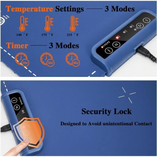 Foldable electric food warmer with 3 temperature settings - fast and even heating - silicone - blue 1