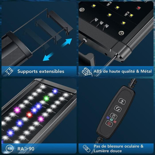 Full-spectrum LED aquarium lighting with extendable brackets (colors 40-60 cm) 1