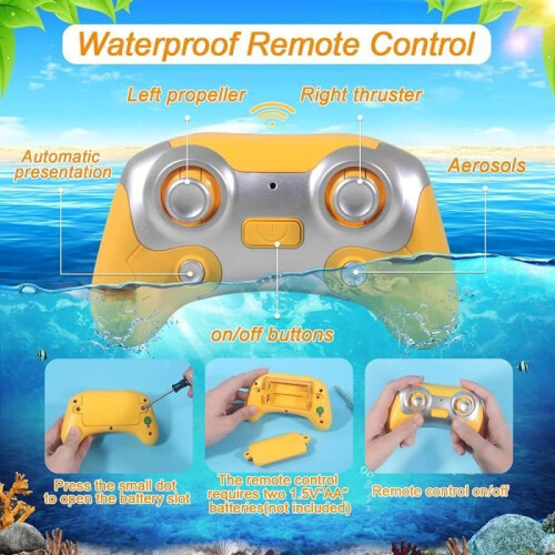 Waterproof, remote-controlled boat with water jet and lights - Blue 2