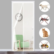 Mosquito screen door - 90 x 210 cm - Automatic magnetic closure - For balcony doors, living rooms, no drilling required (white)