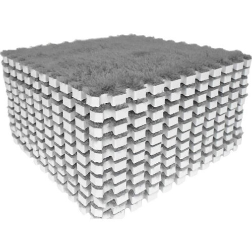 Foam Play Mat - Shaggy - Baby Puzzle - Gray 1