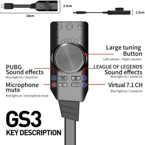 External card - LECOO - USB adapter - Virtual 7.1 - 3.5 mm jack - Plug and Play 1