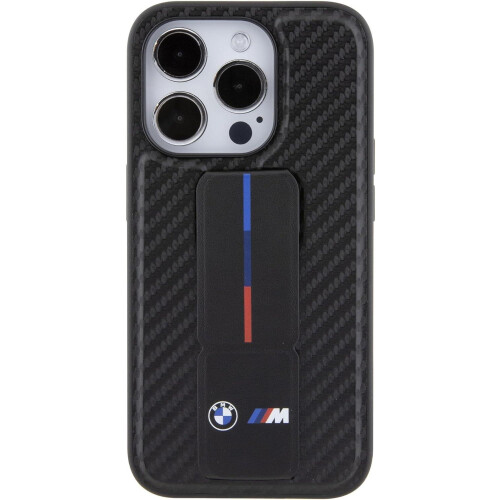 BMW iPhone 15 Pro BMW Grip Stand Glat Kulstofsort Etui 2