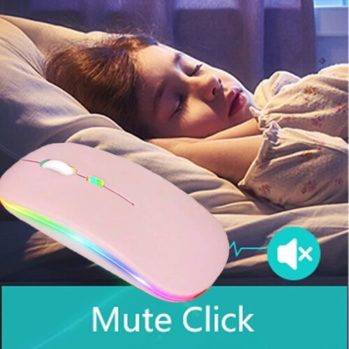 Wireless Mouse - LECOO - Bluetooth - 2.4 GHz - Silent - Ergonomic - 3DPI - 7 LED Colors - Rechargeable - Pink 2
