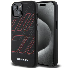 iPhone 15 tok, fekete, kemény tok, szilikon, nagy rombuszmintás, MagSafe