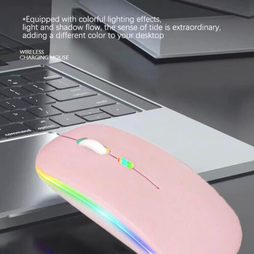 Wireless Mouse - LECOO - Bluetooth - 2.4 GHz - Silent - Ergonomic - 3DPI - 7 LED Colors - Rechargeable - Pink 1