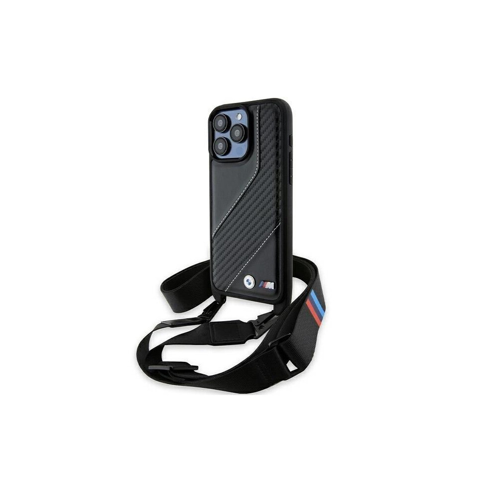 Bmw M Edition Carbon Stripe With Strap Hardcase For Iphone 15Pro Black