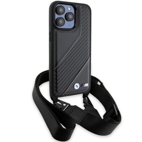 BMW iPhone 15 Pro Max cover BMW M Edition kulfiberstribe sort 2