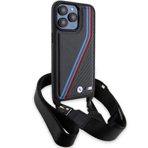 BMW BMW M Edition Carbon with Strap Hard Case for iPhone 15 Pro Black 2