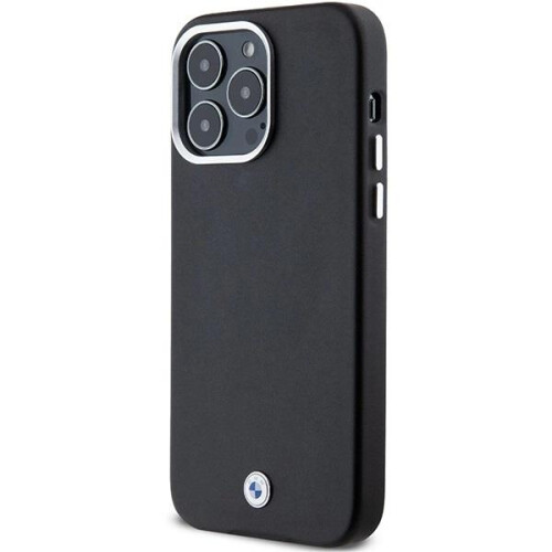 BMW iPhone 15 Pro Max con custodia in metallo MagSafe con logo BMW, colore nero. 1