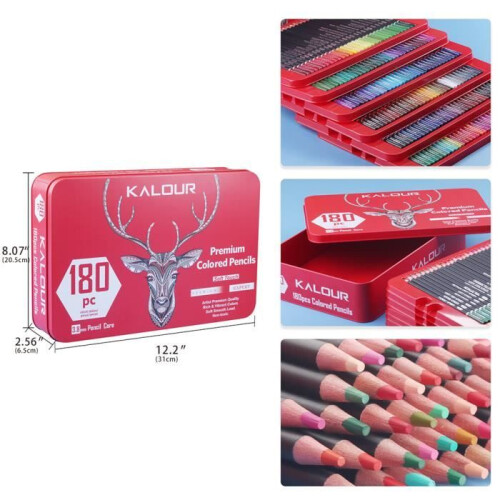 Coloured Pencil Set – Rich Pigments – 180 Pencils – Soft Tip – Limewood – Multicoloured 2