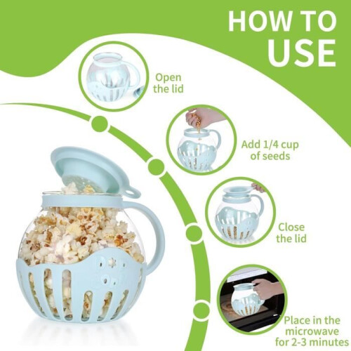 Popcorn maker - LECOO - glass model - 2.5 liters - silicone lid - BPA-free 2