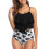 Women's two-piece bikini – ruffle top and high-waisted push-up bottoms – black 1