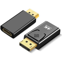 DisplayPort to HDMI Adapter, DP Male to HDMI Female, 4K 60Hz Adapter, Plug-and-Play Audio and Video - Black