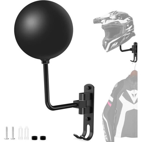 Motorcycle helmet holder, 180 rotatable helmet wall holder with double hanging hooks for storage and presentation