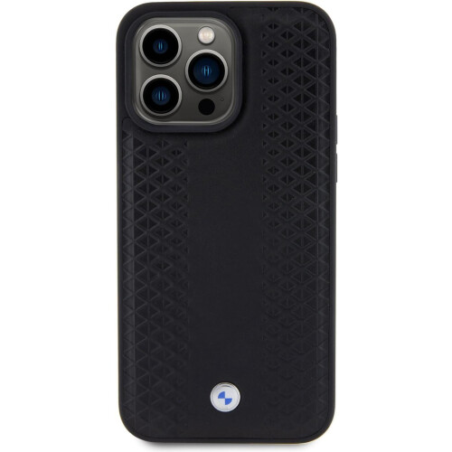 BMW BMW Leather Diamond Pattern Case for iphone 15 Pro 6.1" Black 2