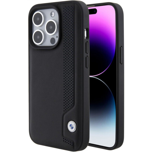 BMW BMW Leather Blue Dots Case for for iphone 15 Pro 6.1" Black