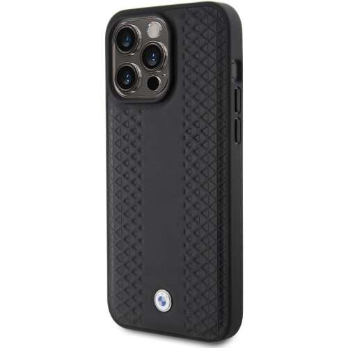 BMW BMW Leather Diamond Pattern Case for iphone 15 Pro 6.1" Black 1
