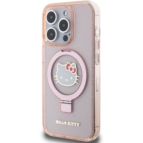 Hello Kitty Hello Kitty Ring Stand Glitter Electrop Logo Case for iPhone15Pro Pink 1