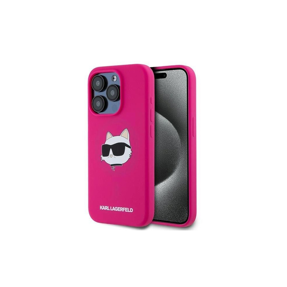 Karl Lagerfeld Choupette Head Silicone Case For Iphone 15 Pro Pink 3666339257422