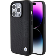 BMW Leather Textured & Stripe Case for iphone 15 Pro 6.1" Black - BMHCP15L22RDPK