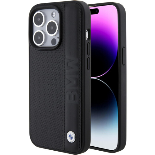 BMW iPhone 15 Pro BMW Læderetui med Tekstur i Sort
