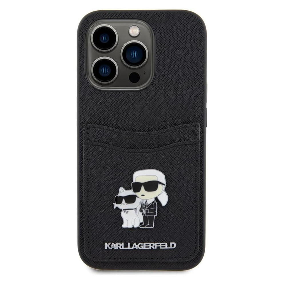 Karl Lagerfeld Saffiano Card Slot Metal Pin Case For Iphone15pro Black 3666339165536